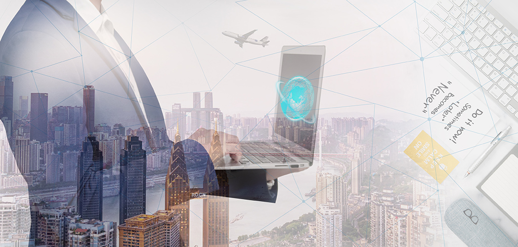 千庫網(wǎng)_商務(wù)合作城市建筑電子設(shè)備地球背景_背景編號(hào)6042612